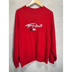 Vintage‎ Tommy Sports 100% Cotton Crewneck Sweatshirt Red Unisex Size XL